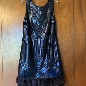 BCBGMAXAZRIA black sequined and fringe dress